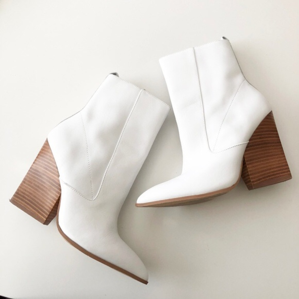 Bleecker & Bond White Genuine Leather Booties